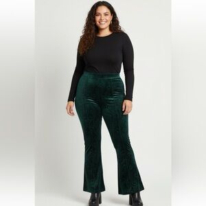 Unique vintage peacock velvet green pant size 5x